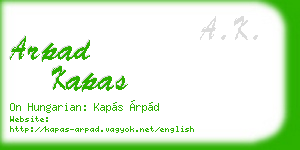 arpad kapas business card