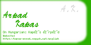 arpad kapas business card